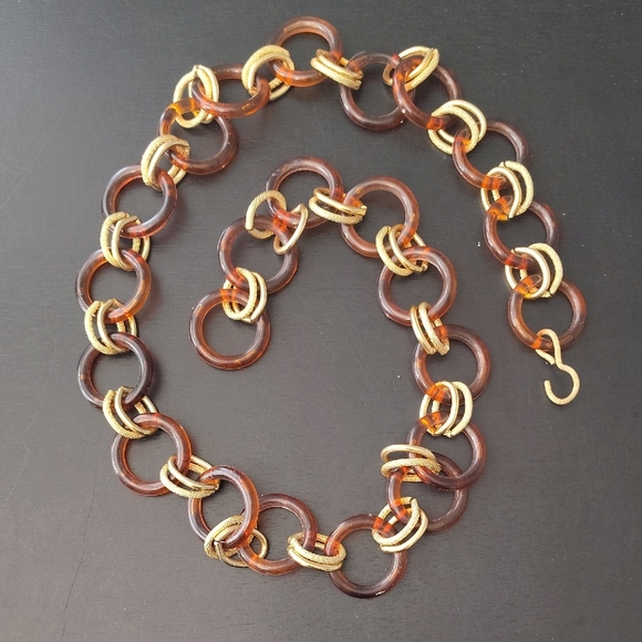 Gold And Brown Link Belt Vintage 41" Long - Picture 1 of 5